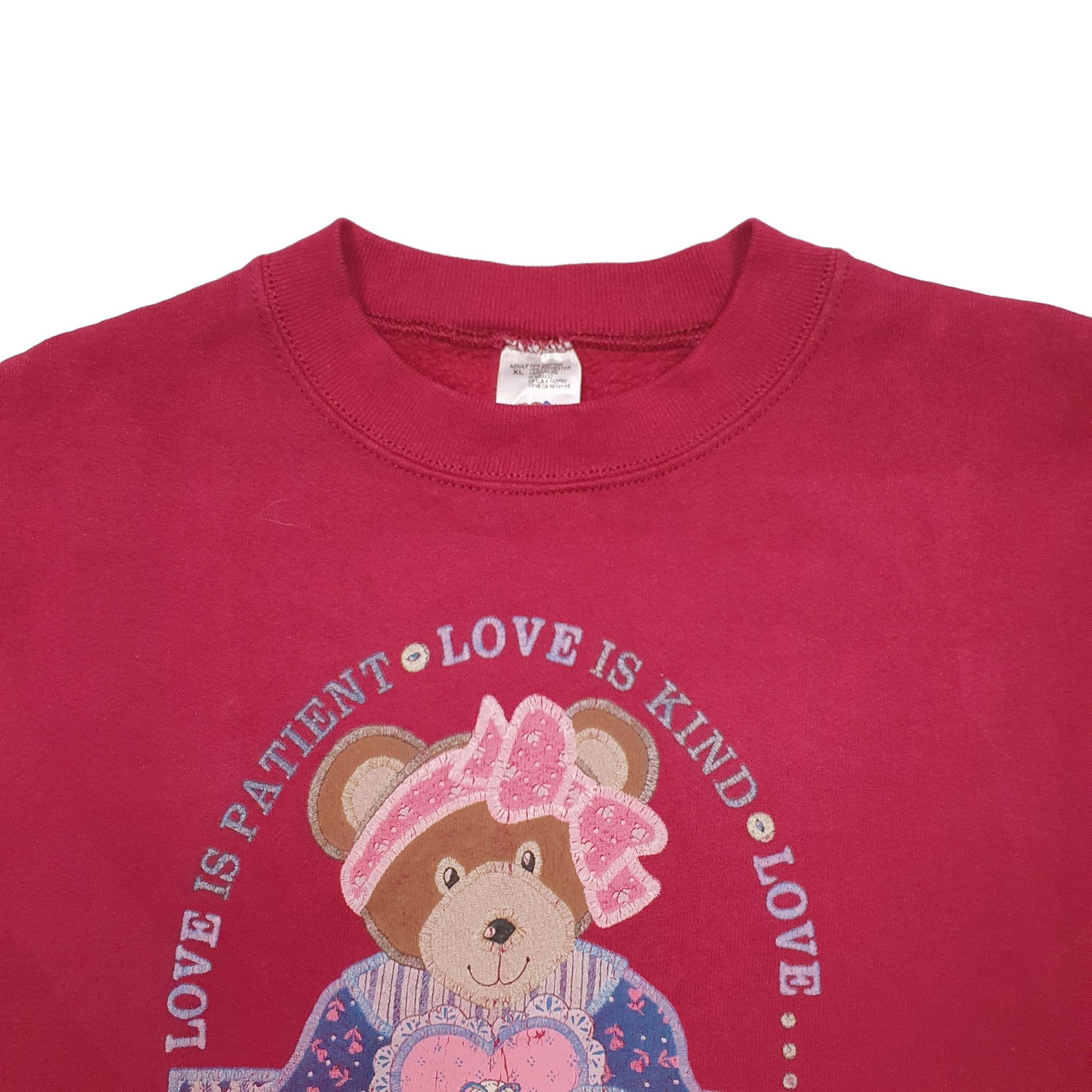 Mens Burgundy Fruit Of The Loom Bear Love Vintage Crewneck Jumper