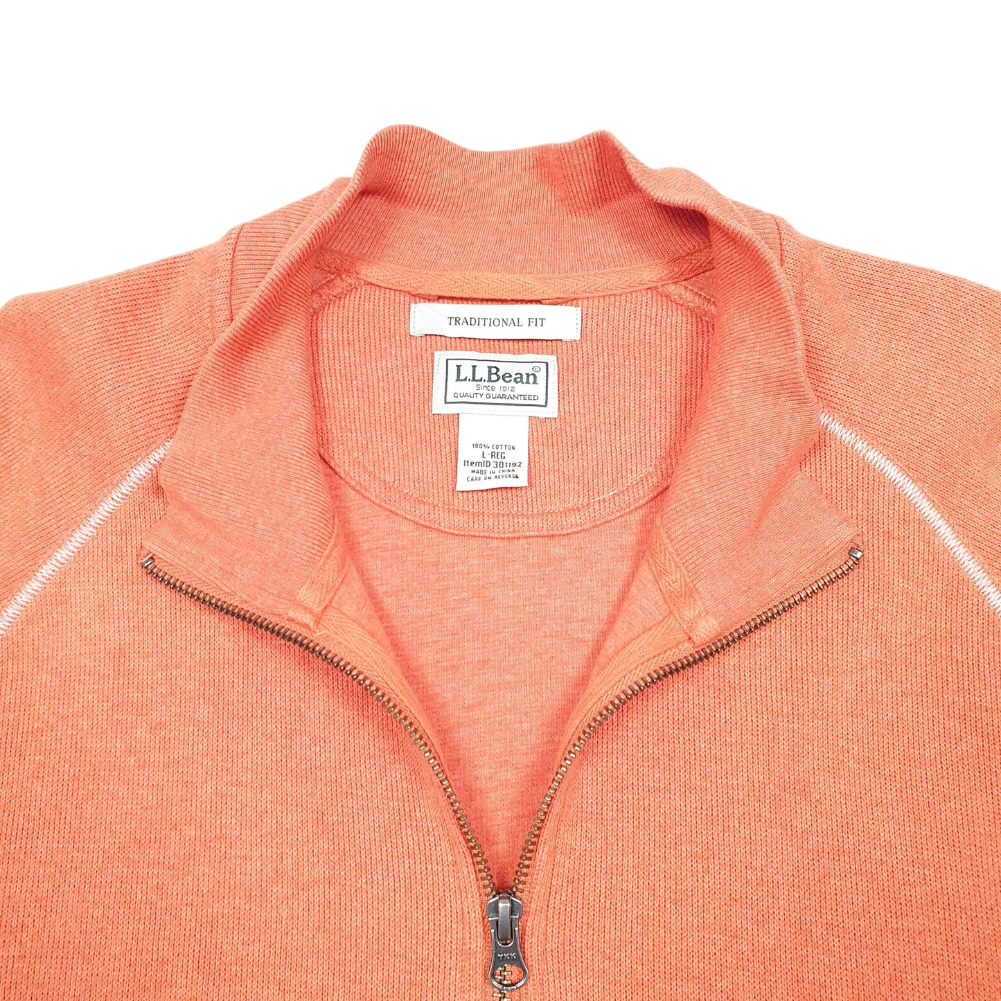 Mens Orange L.L.Bean  Quarter Zip Jumper