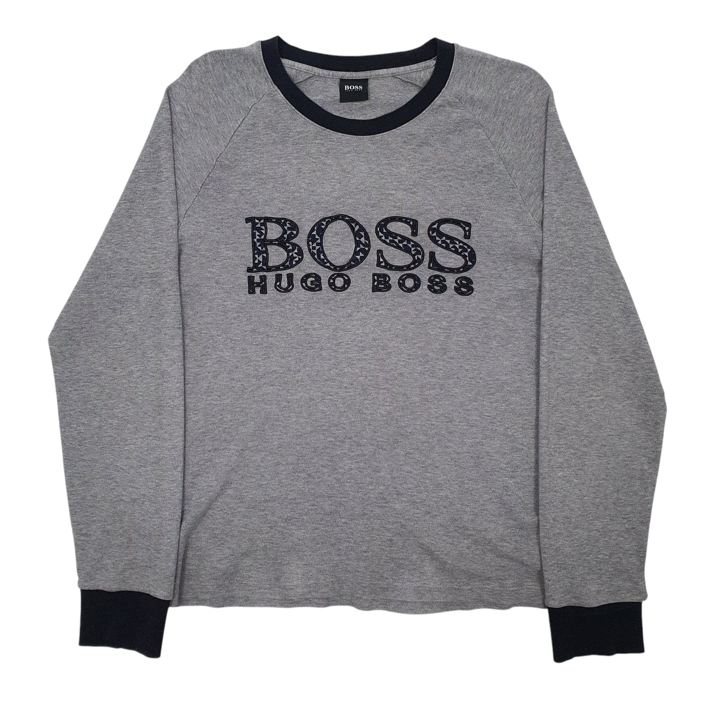 Mens Grey Hugo Boss Spellout Long Sleeve T Shirt