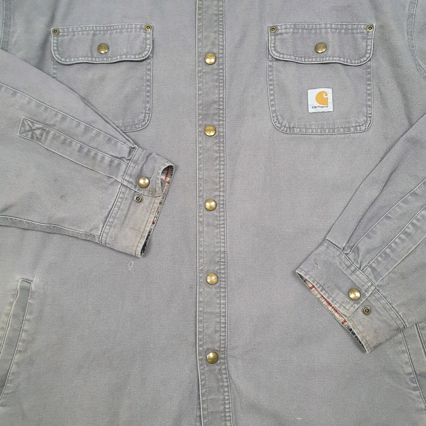 Mens Grey Carhartt Overshirt Shacket Hoodie Coat