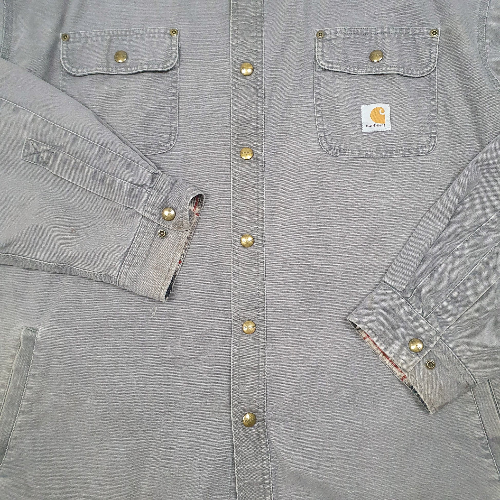 Mens Grey Carhartt Overshirt Shacket Hoodie Coat