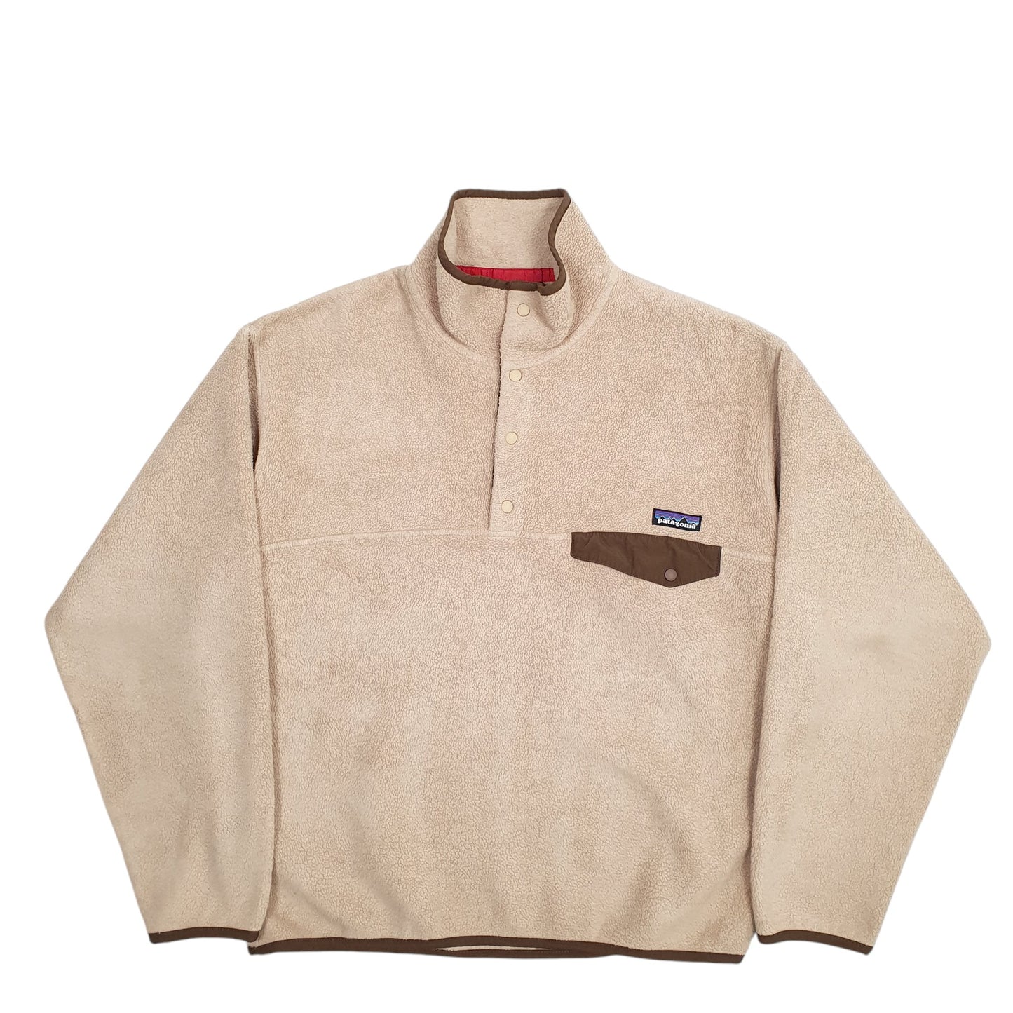 Mens Beige Patagonia Synchilla Snap Popper Button Up Quarter Zip Jumper