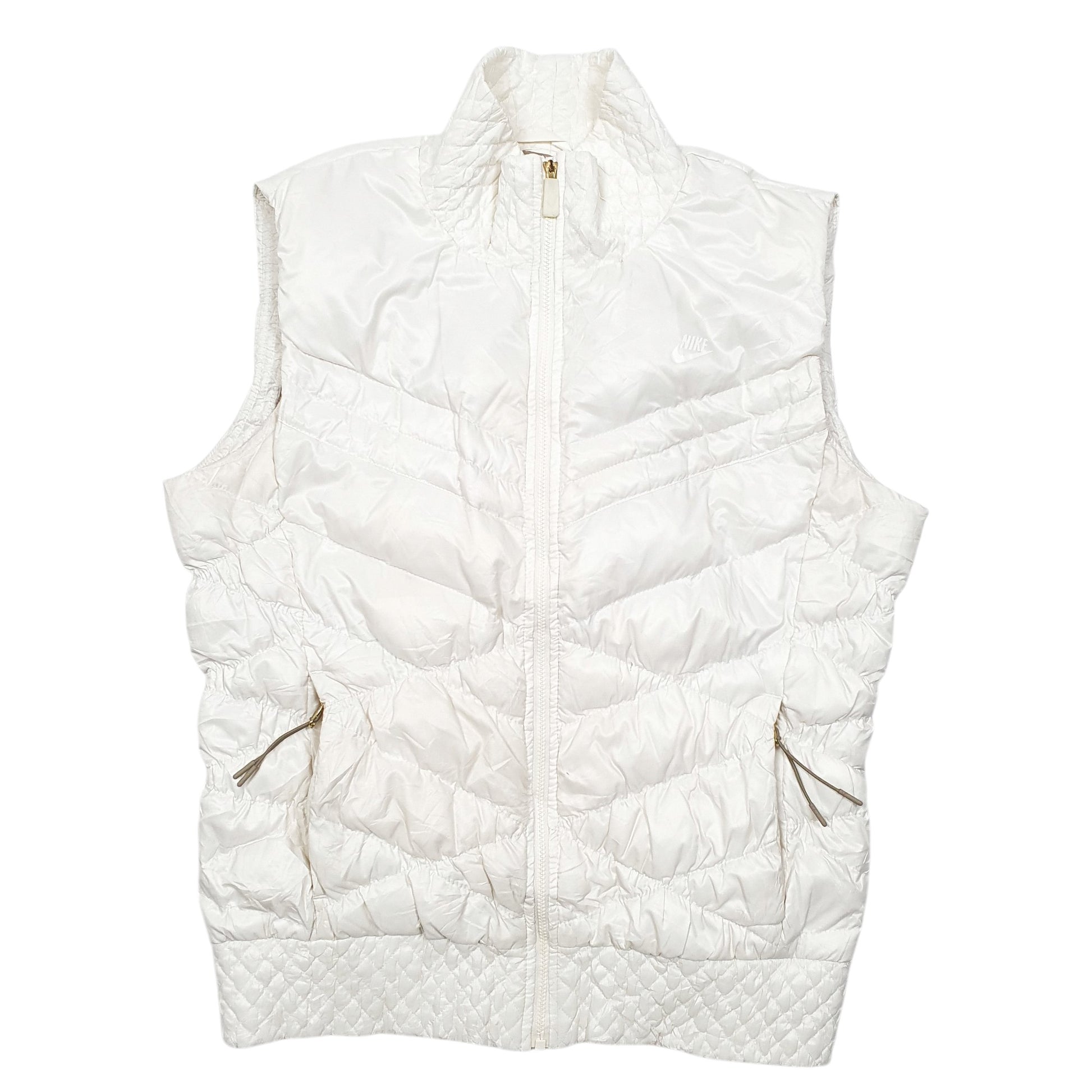 Womens Cream Nike Vest Goose  Coat
