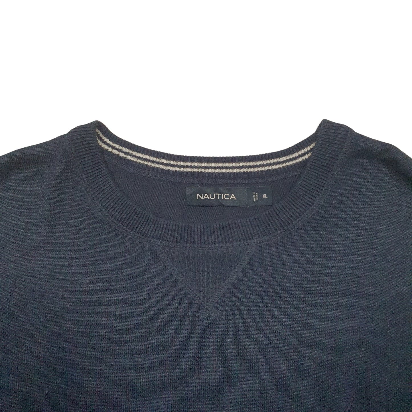 Mens Navy Nautica Knit Crewneck Jumper