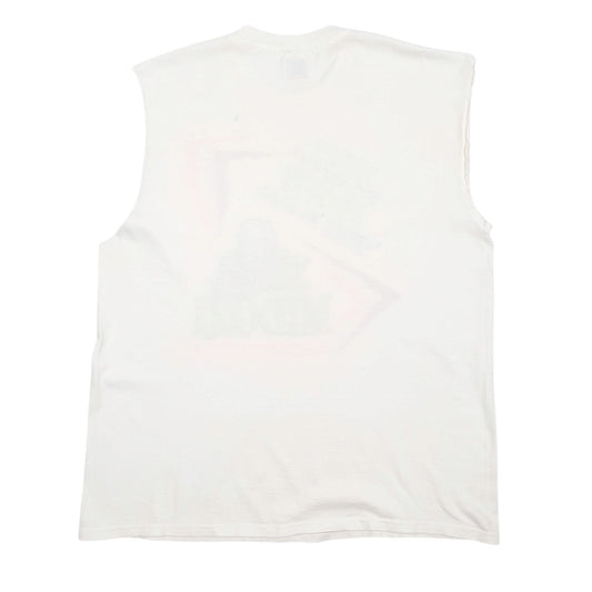 Mens White Hanes Single Stitch Vintage 90s Vest Short Sleeve T Shirt