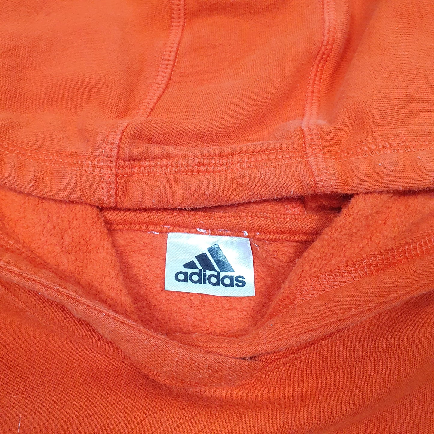 Mens Orange Adidas Spellout Raised Logo Hoodie Jumper