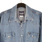 Mens Blue Wrangler Denim Jeans Western Pearl Snap Cowboy Long Sleeve Shirt