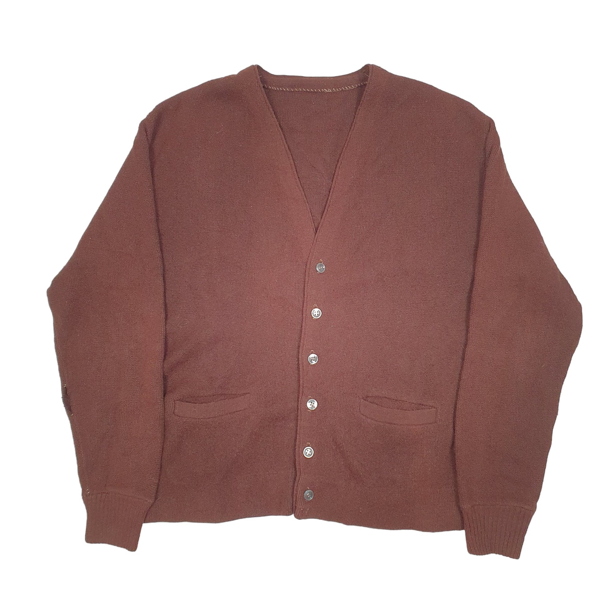 Mens Brown Unbranded Knit Cardigan Grunge Vintage V Neck Jumper