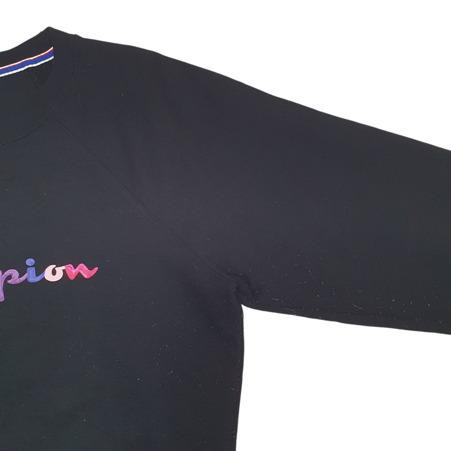 Womens Black Champion Spellout Crewneck Jumper