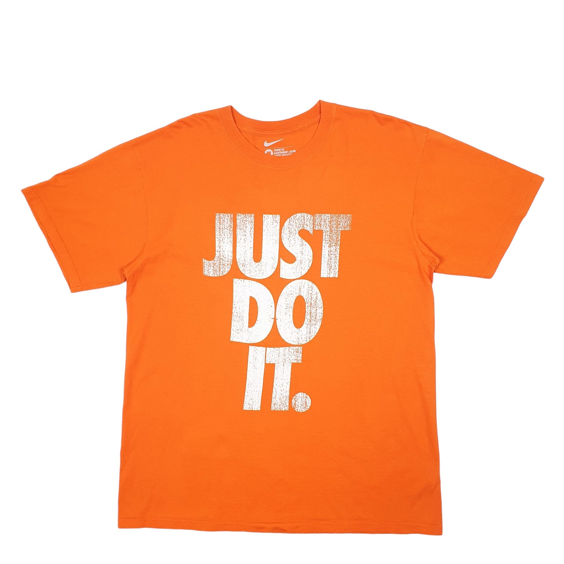 Mens Orange Nike Loose Fit Just Do It Spellout Short Sleeve T Shirt