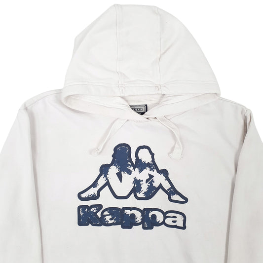 Mens White Kappa Spellout Hoodie Jumper
