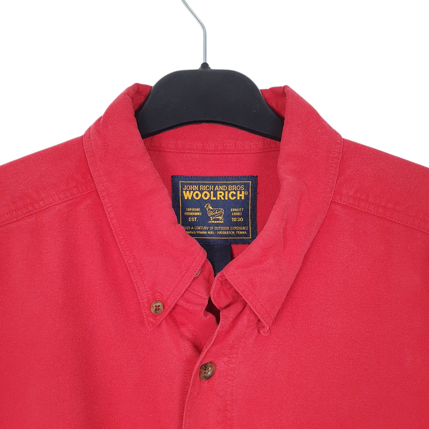 Mens Red Woolrich Heavy Overshirt Outdoors Long Sleeve Shirt