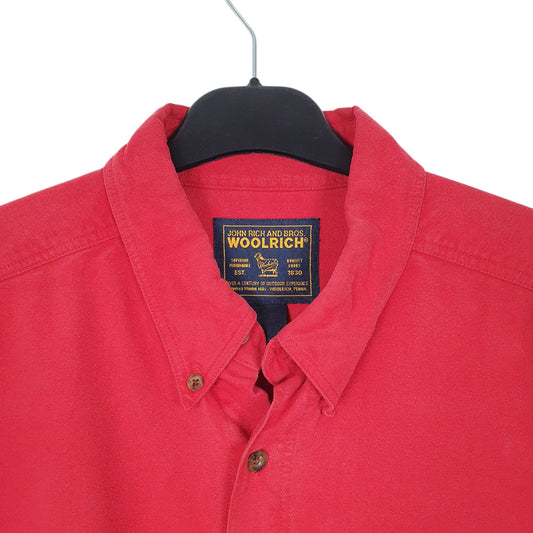 Mens Red Woolrich Heavy Overshirt Outdoors Long Sleeve Shirt