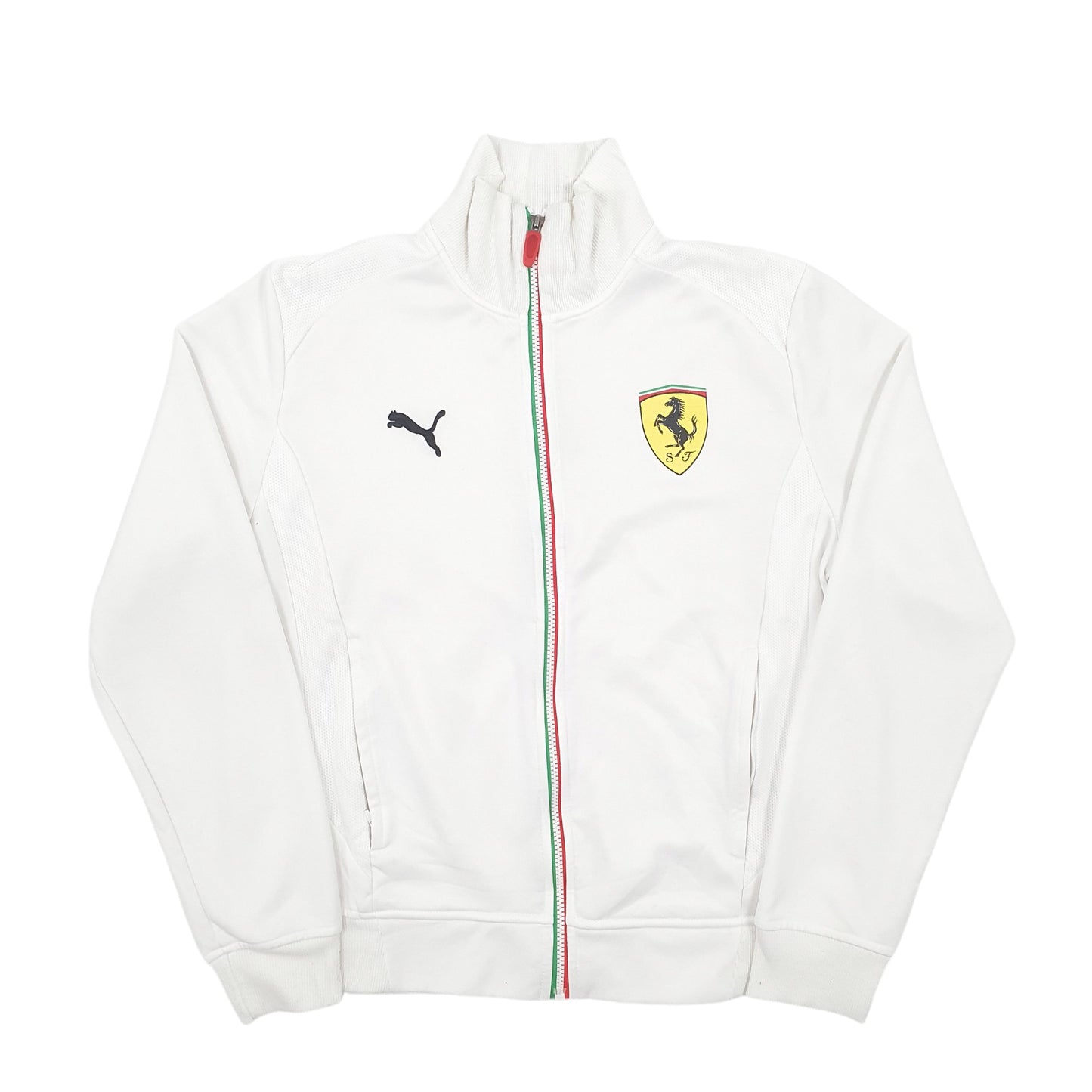Mens White Puma Ferrari Full Zip Jumper