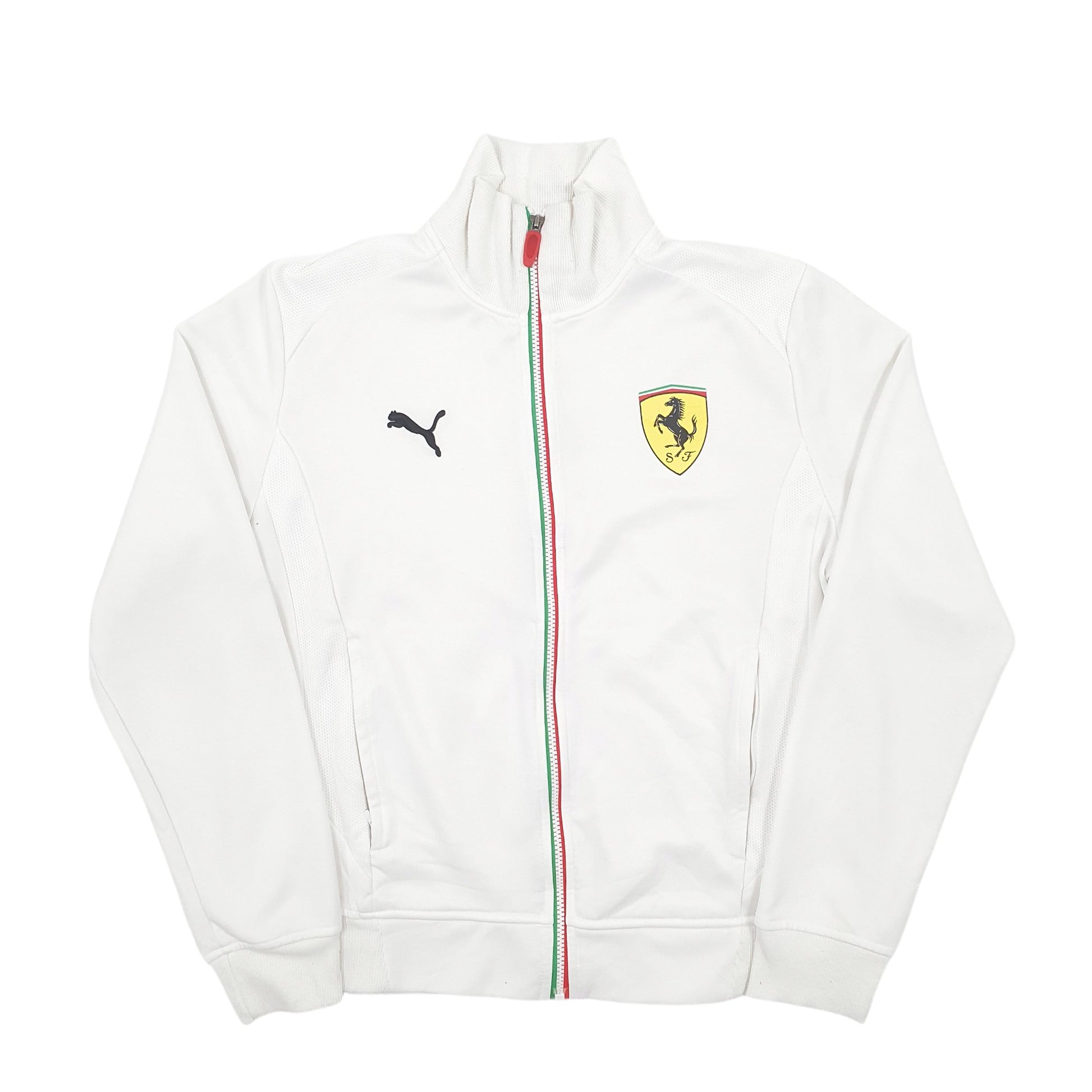 Mens White Puma Ferrari Full Zip Jumper