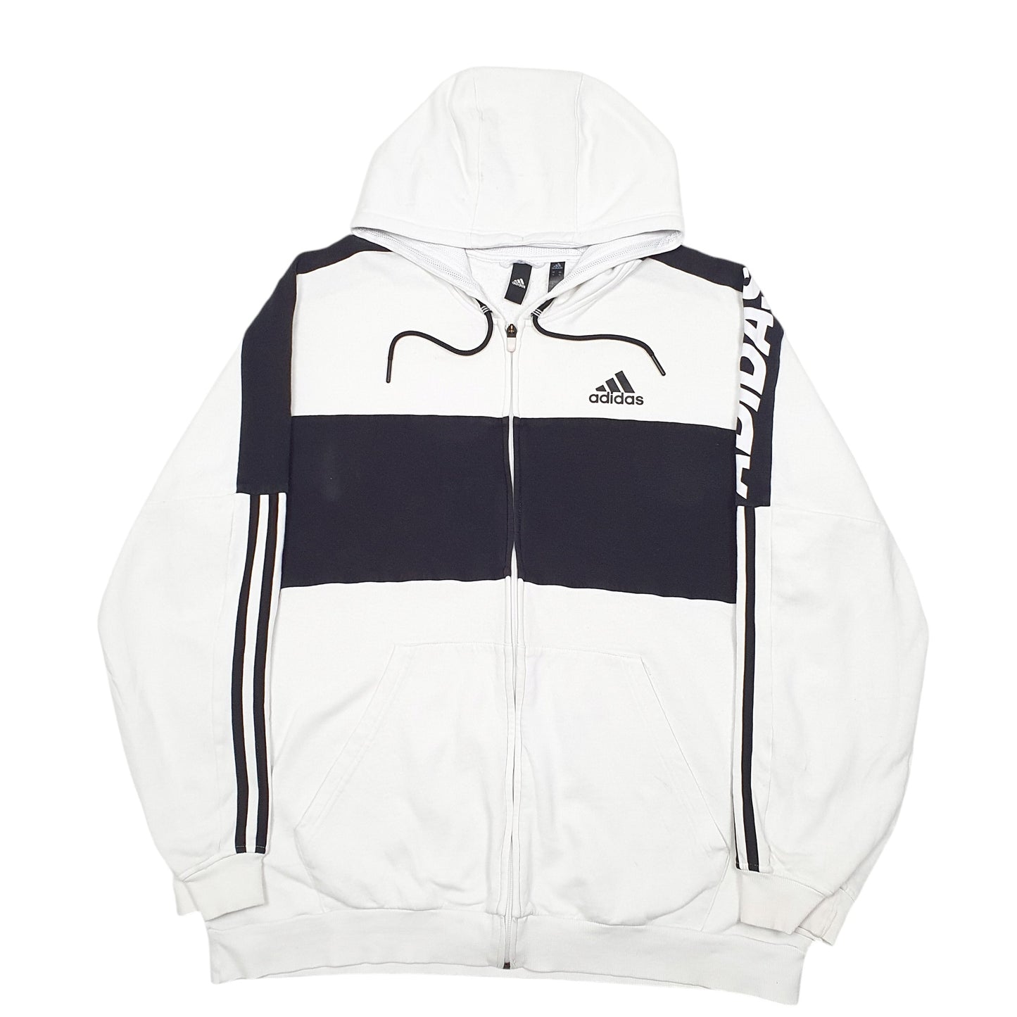 Mens White Adidas Hoodie Full Zip Jumper