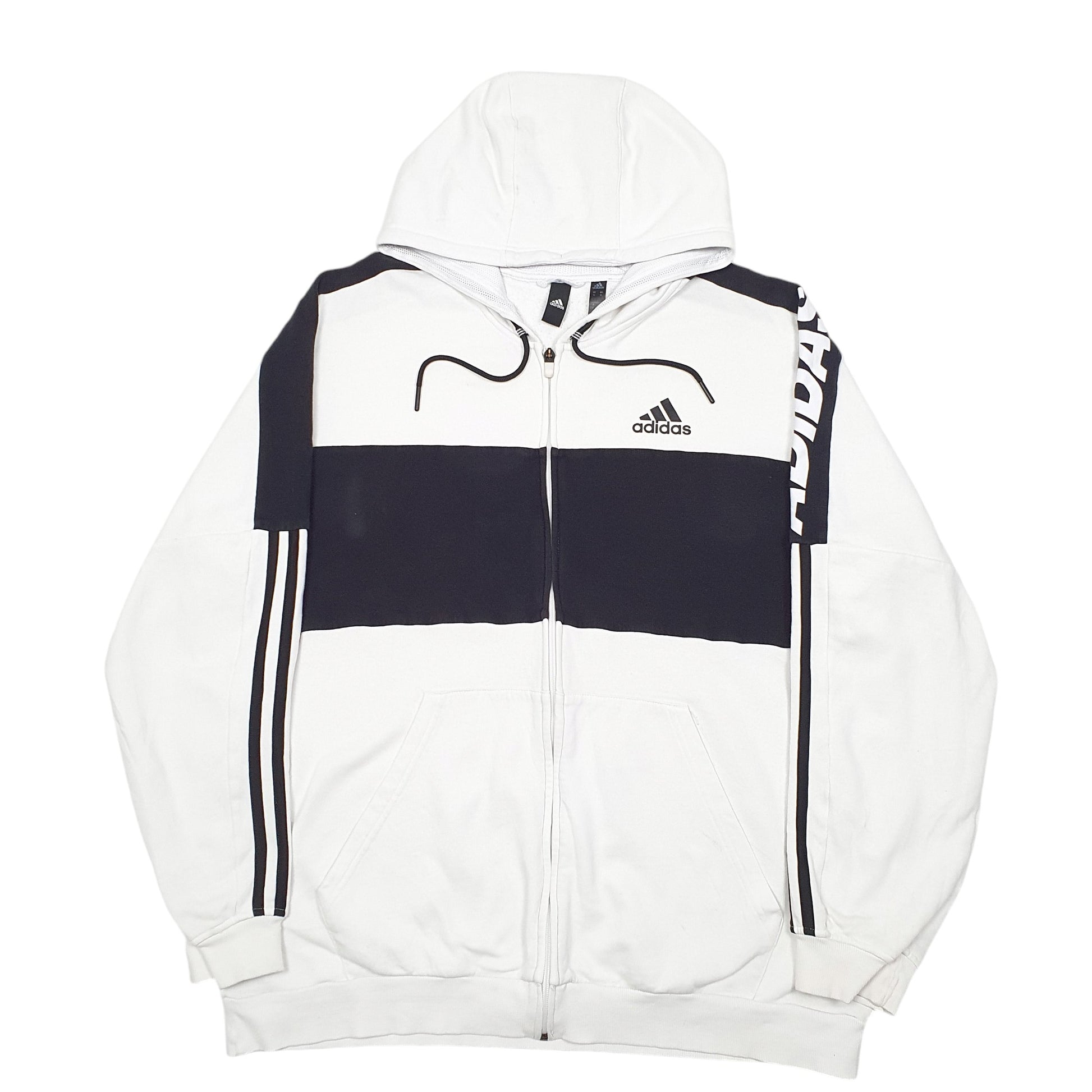 Mens White Adidas Hoodie Full Zip Jumper