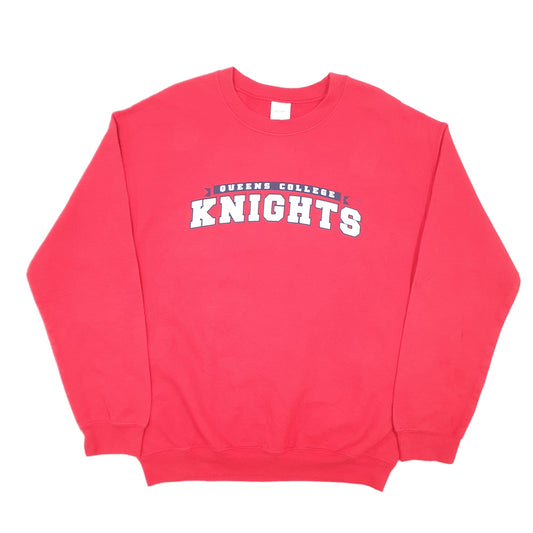 Mens Red Gildan Queens College Knights USA Crewneck Jumper
