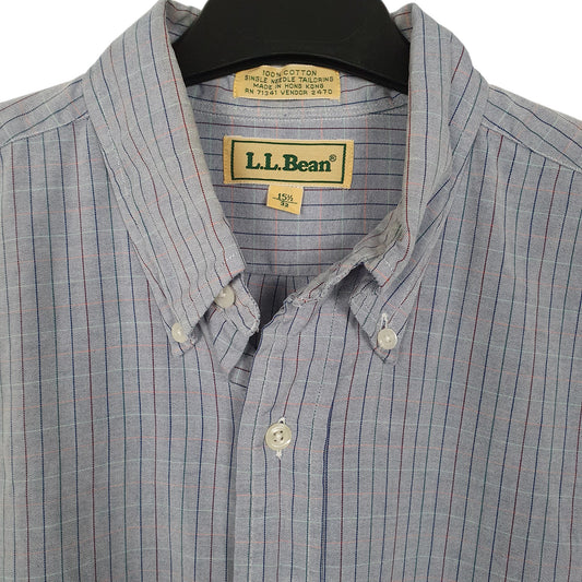 Mens Blue L.L.Bean Vintage 90s Long Sleeve Shirt