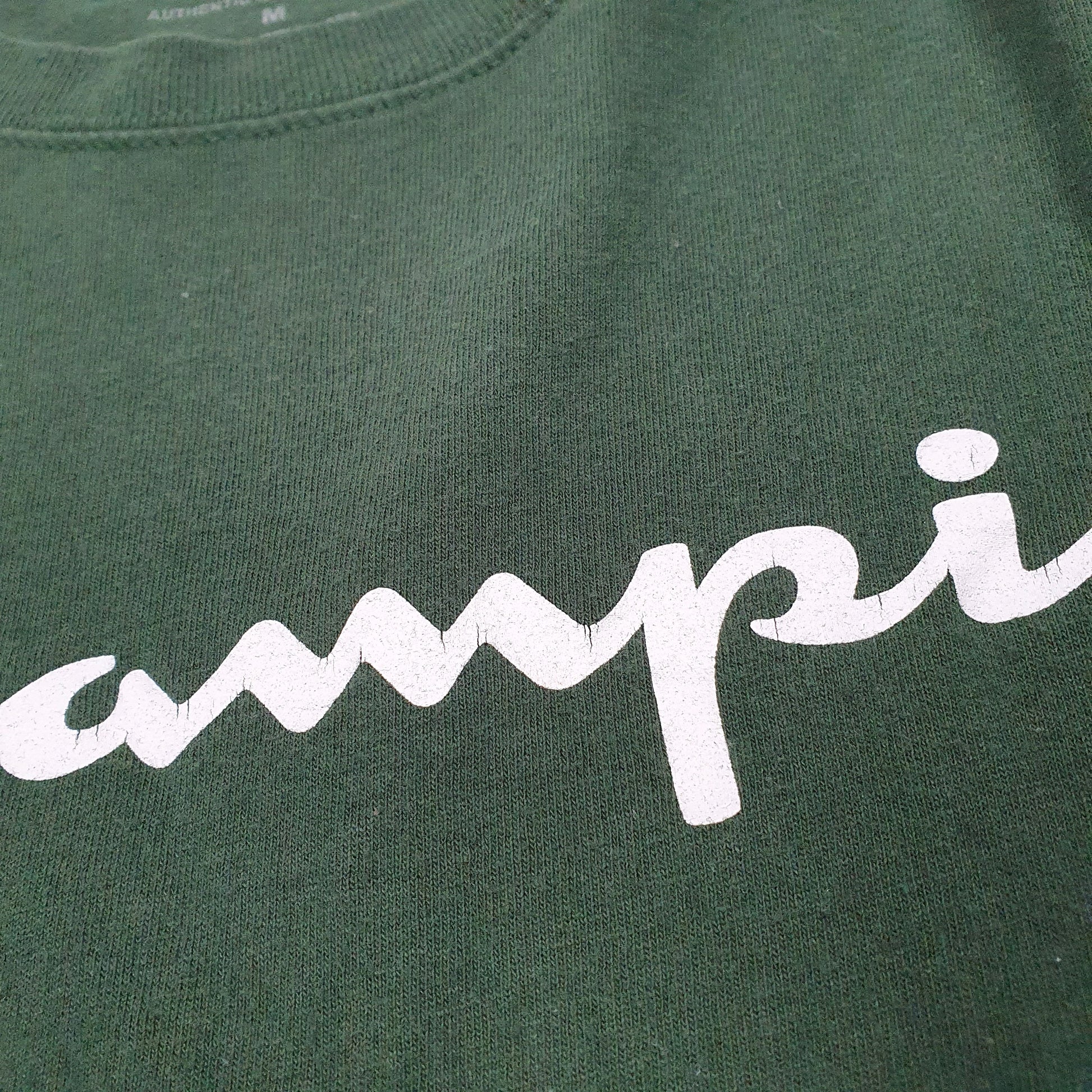 Mens Green Champion Script Long Sleeve T Shirt