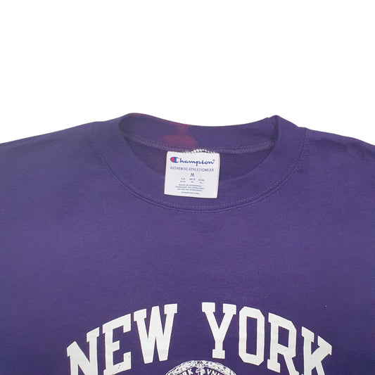 Mens Purple Champion New York University Spellout Crewneck Jumper