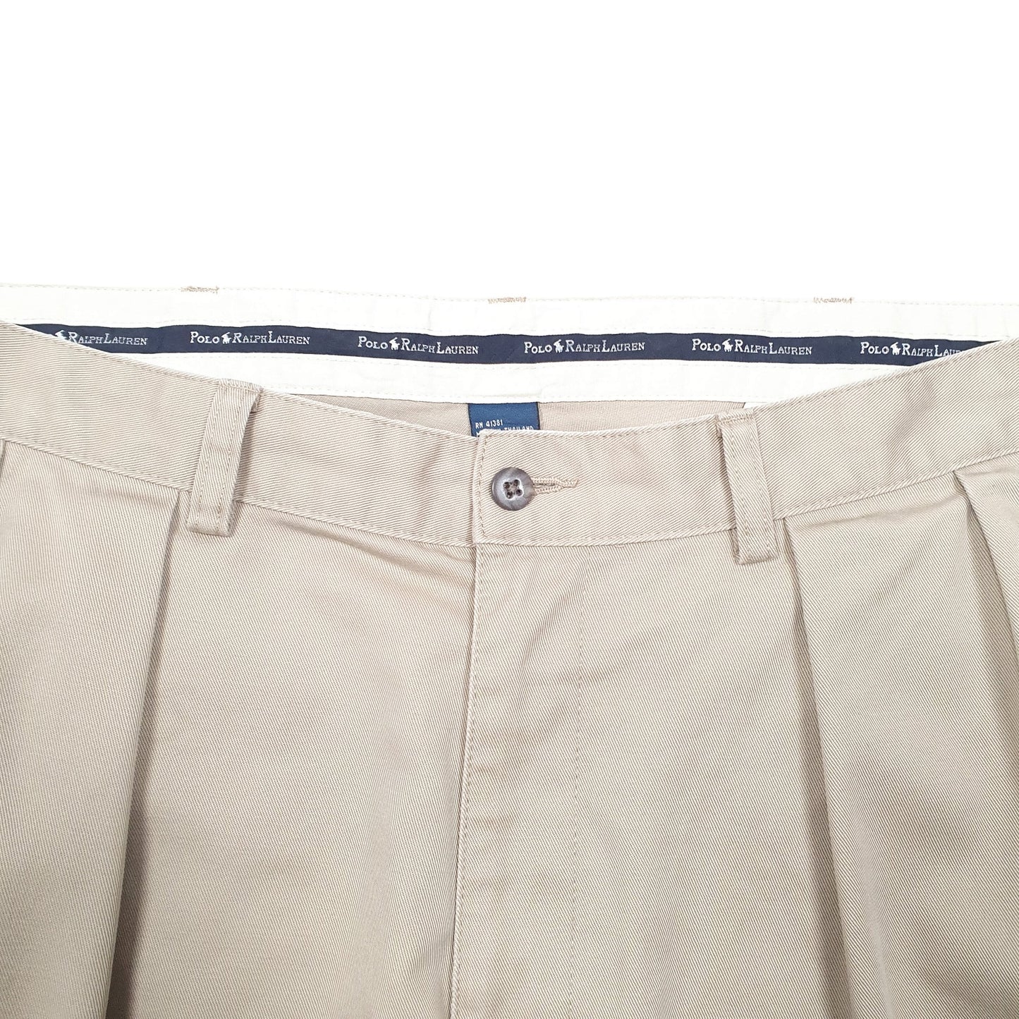 Mens Beige Polo Ralph Lauren Vintage Double Pleated Chino Trousers