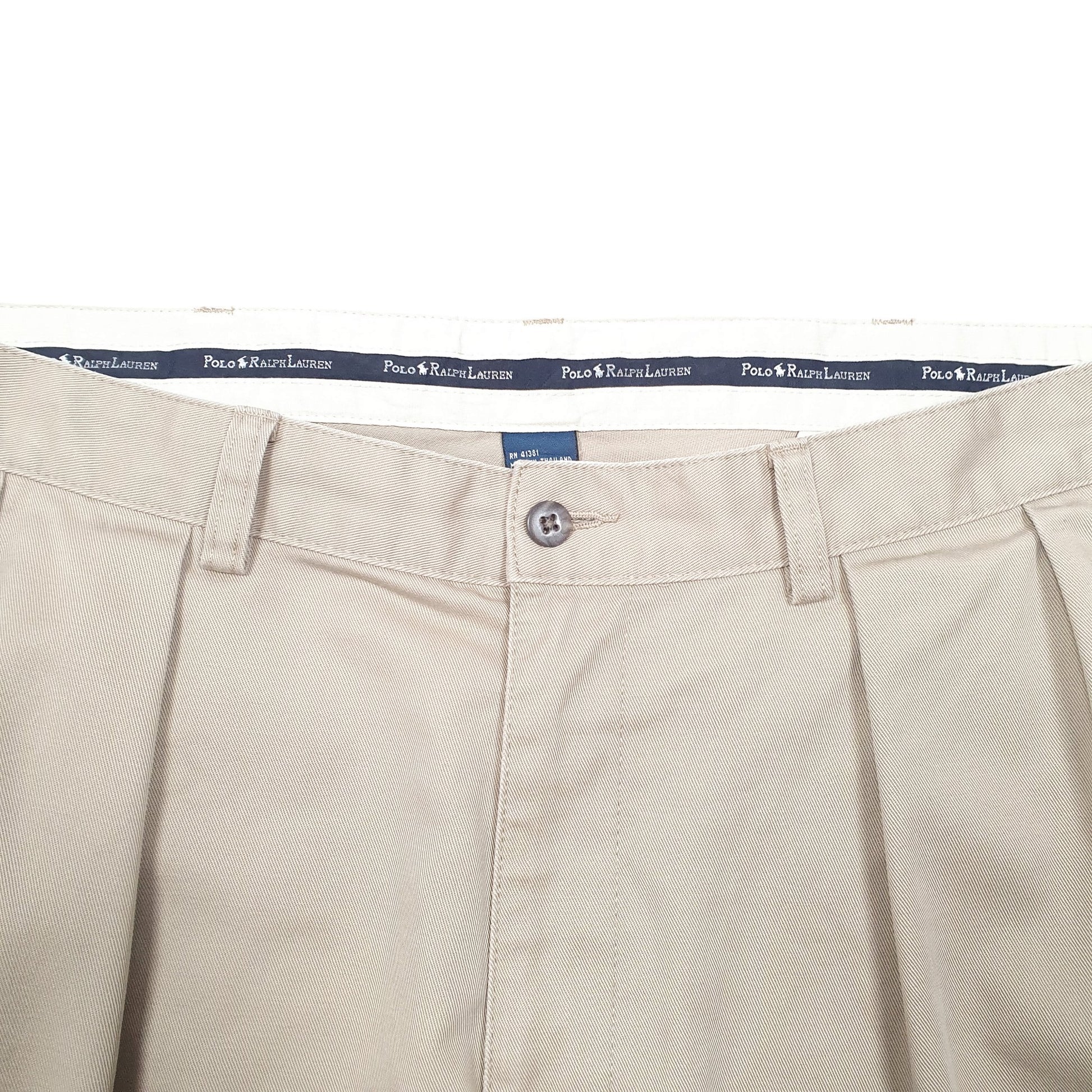 Mens Beige Polo Ralph Lauren Vintage Double Pleated Chino Trousers