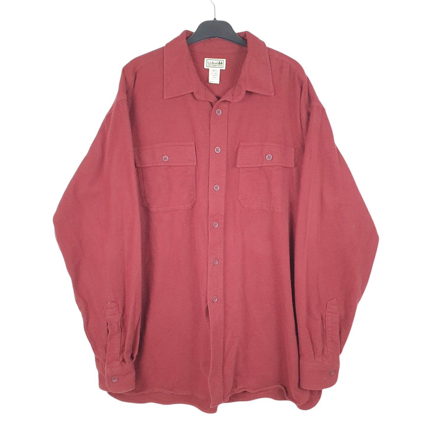Mens Burgundy L.L.Bean Chamois Overshirt Shacket Long Sleeve Shirt