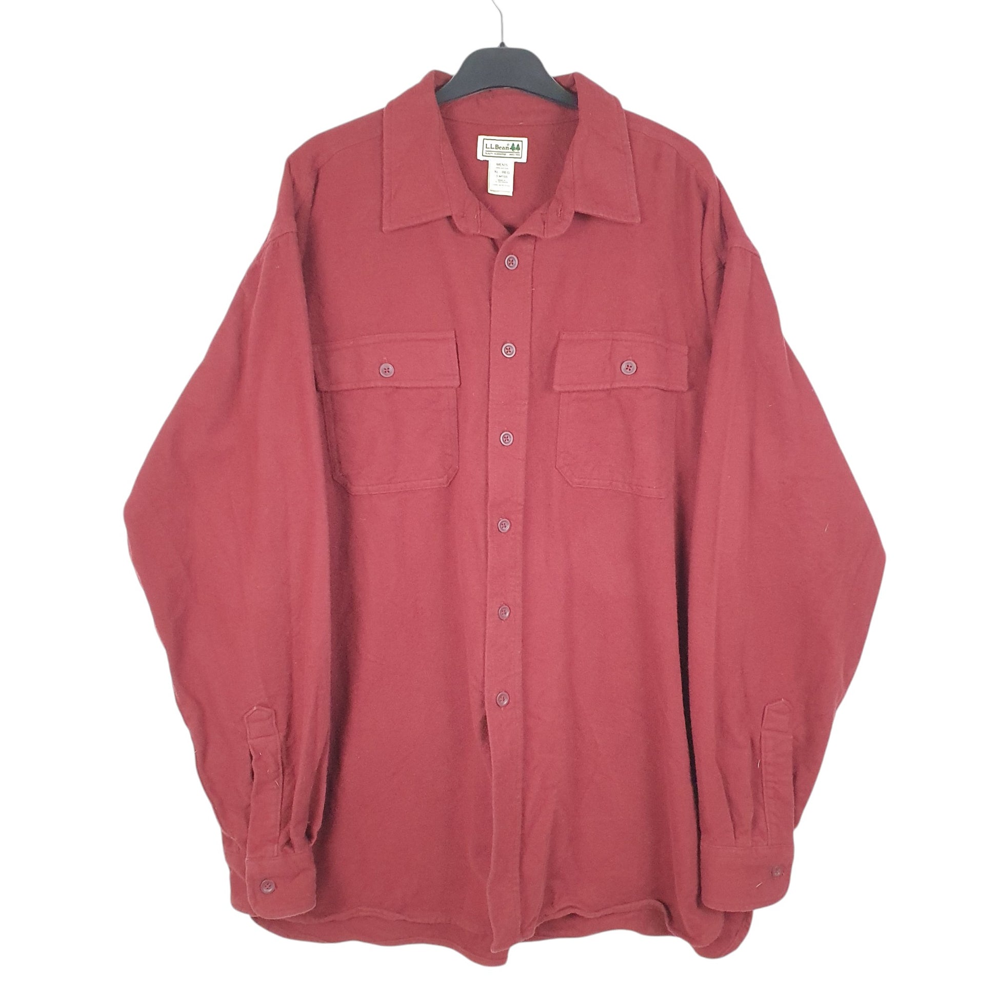 Mens Burgundy L.L.Bean Chamois Overshirt Shacket Long Sleeve Shirt
