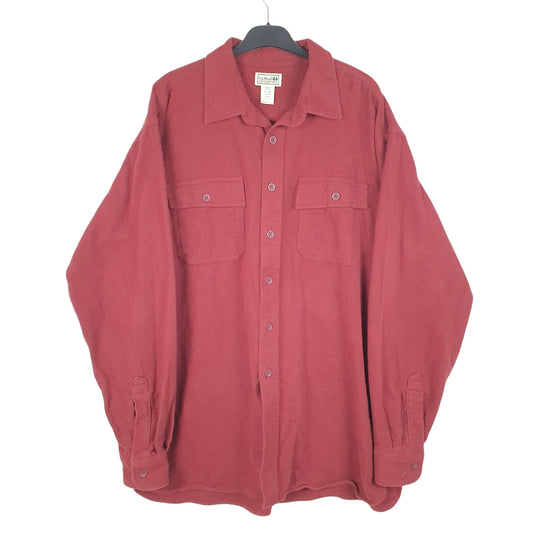 Mens Burgundy L.L.Bean Chamois Overshirt Shacket Long Sleeve Shirt