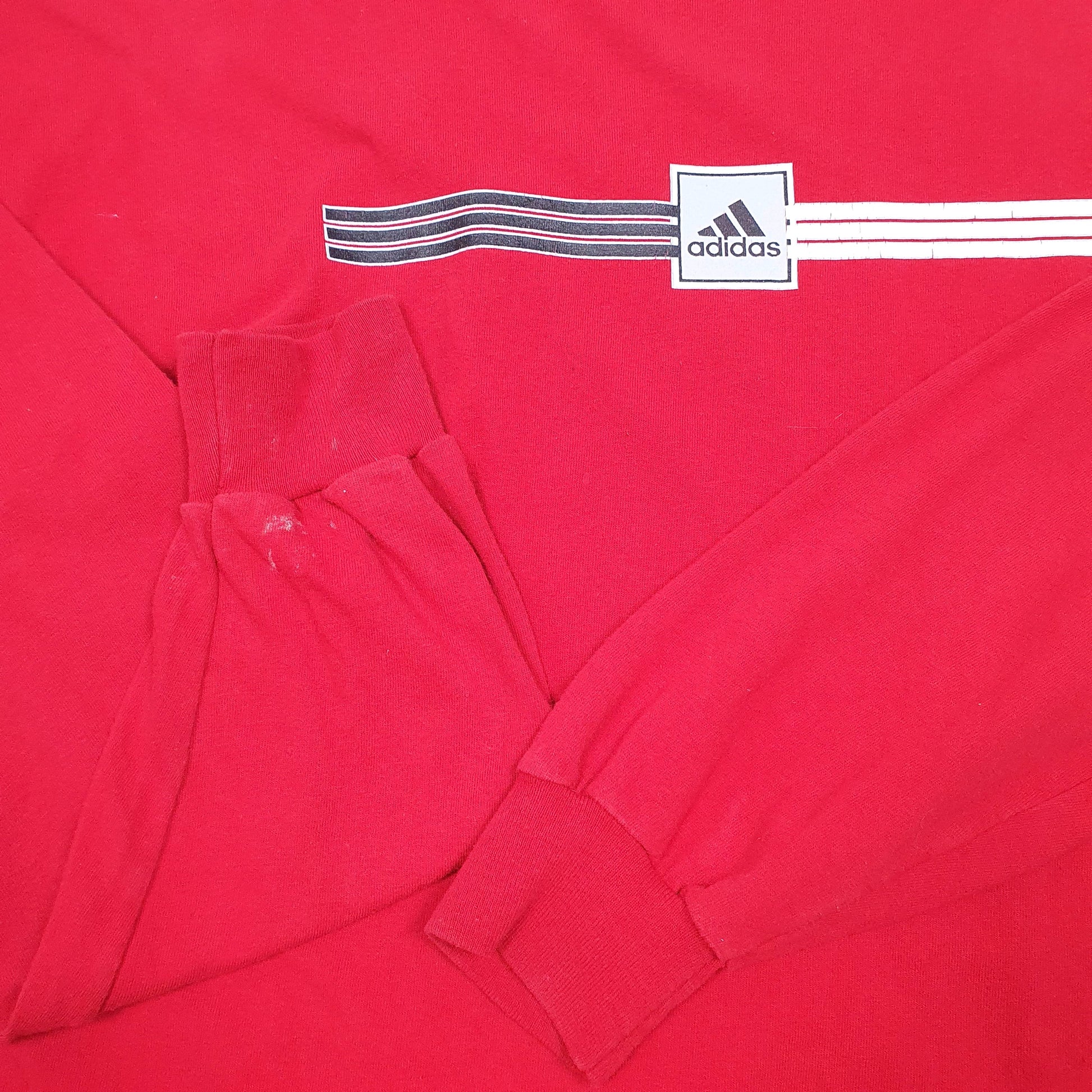 Mens Red Adidas  Long Sleeve T Shirt