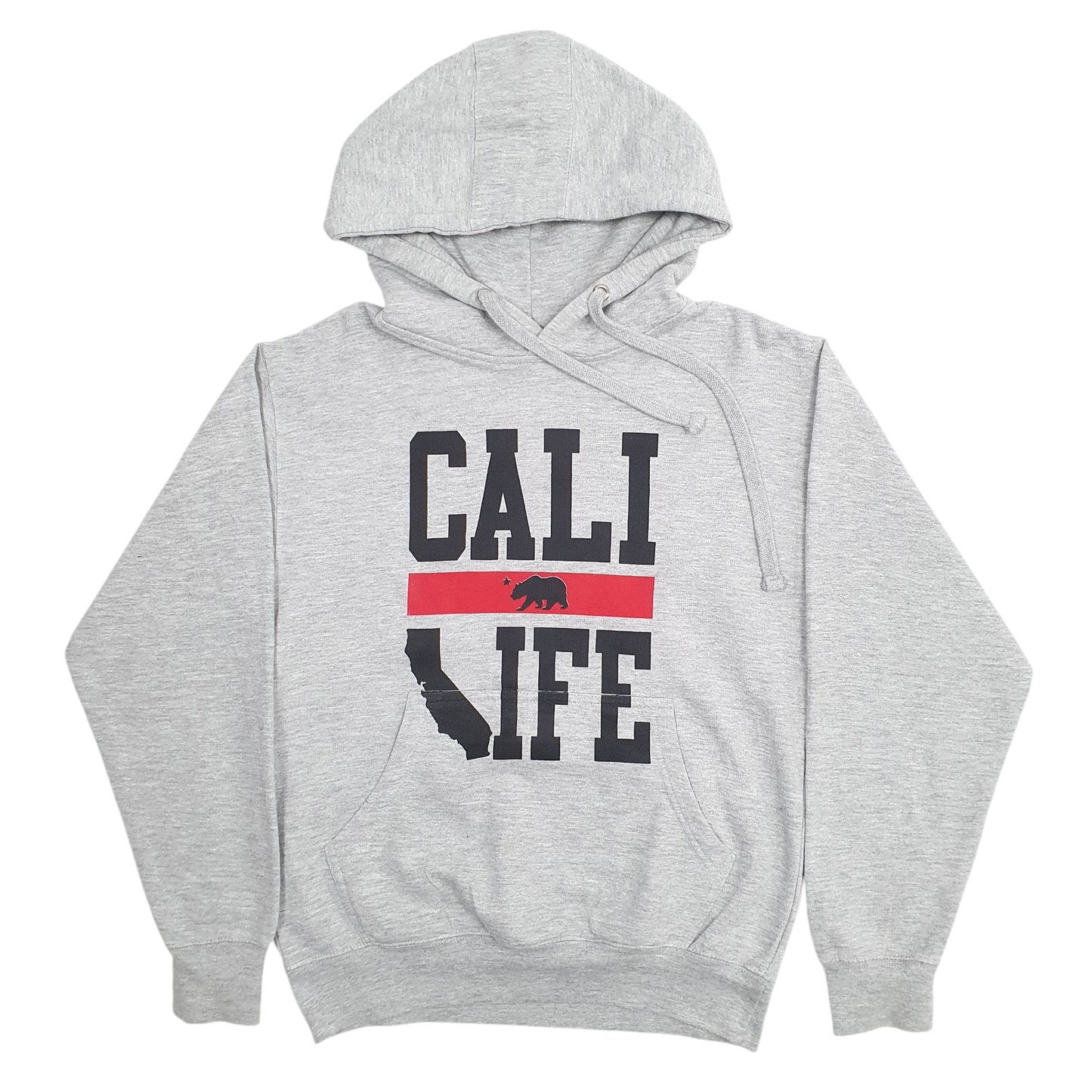 Mens Grey Unbranded Cali Life Spellout Hoodie Jumper