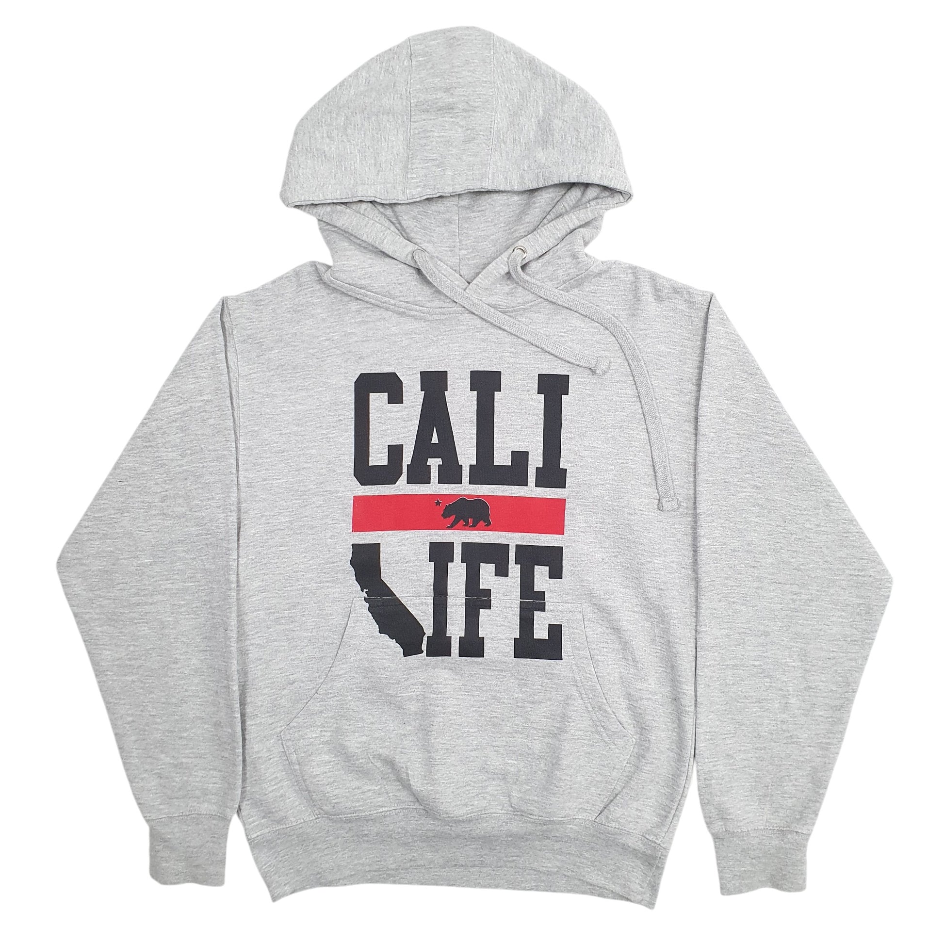 Mens Grey Unbranded Cali Life Spellout Hoodie Jumper