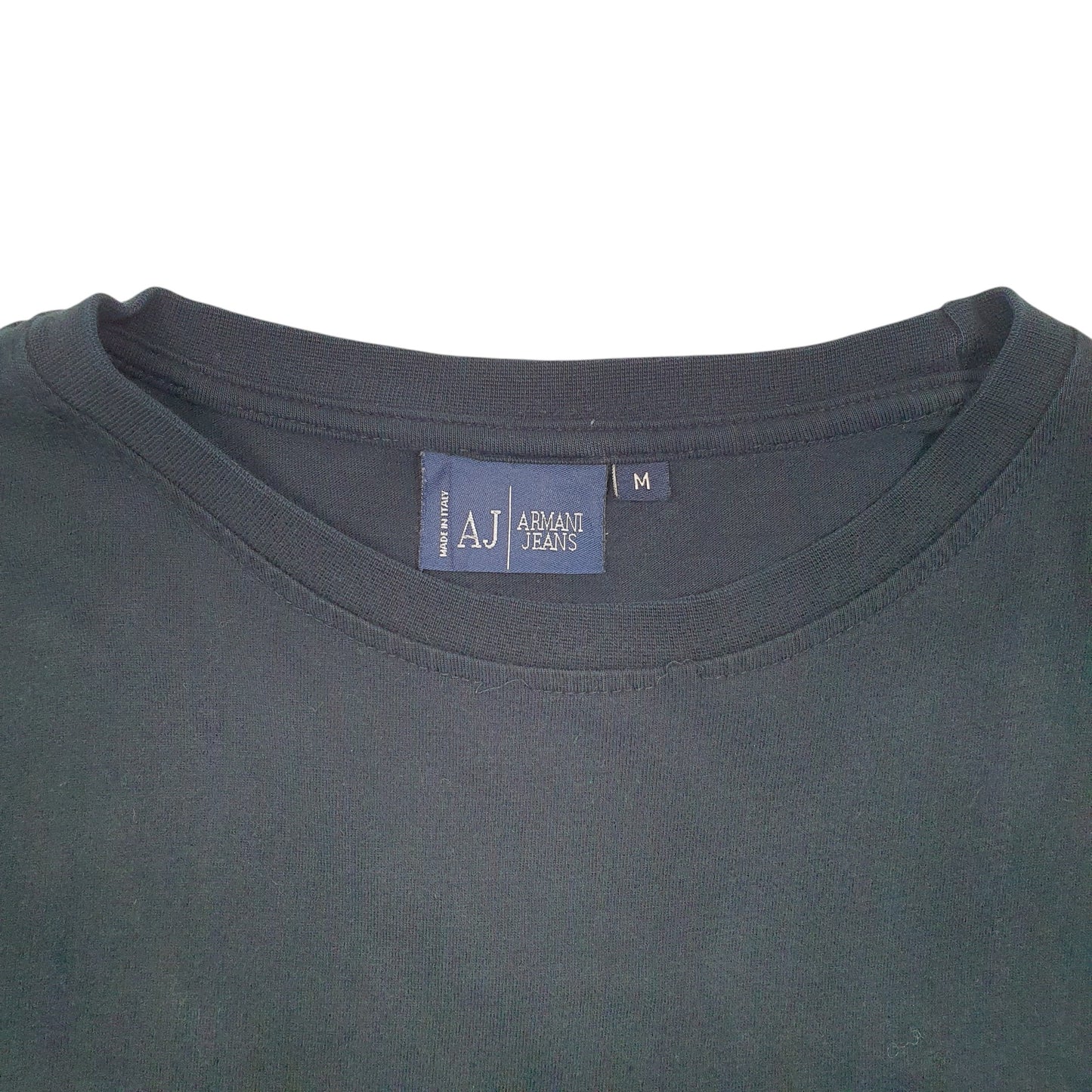 Mens Black Armani Jeans AJ Applique Short Sleeve T Shirt