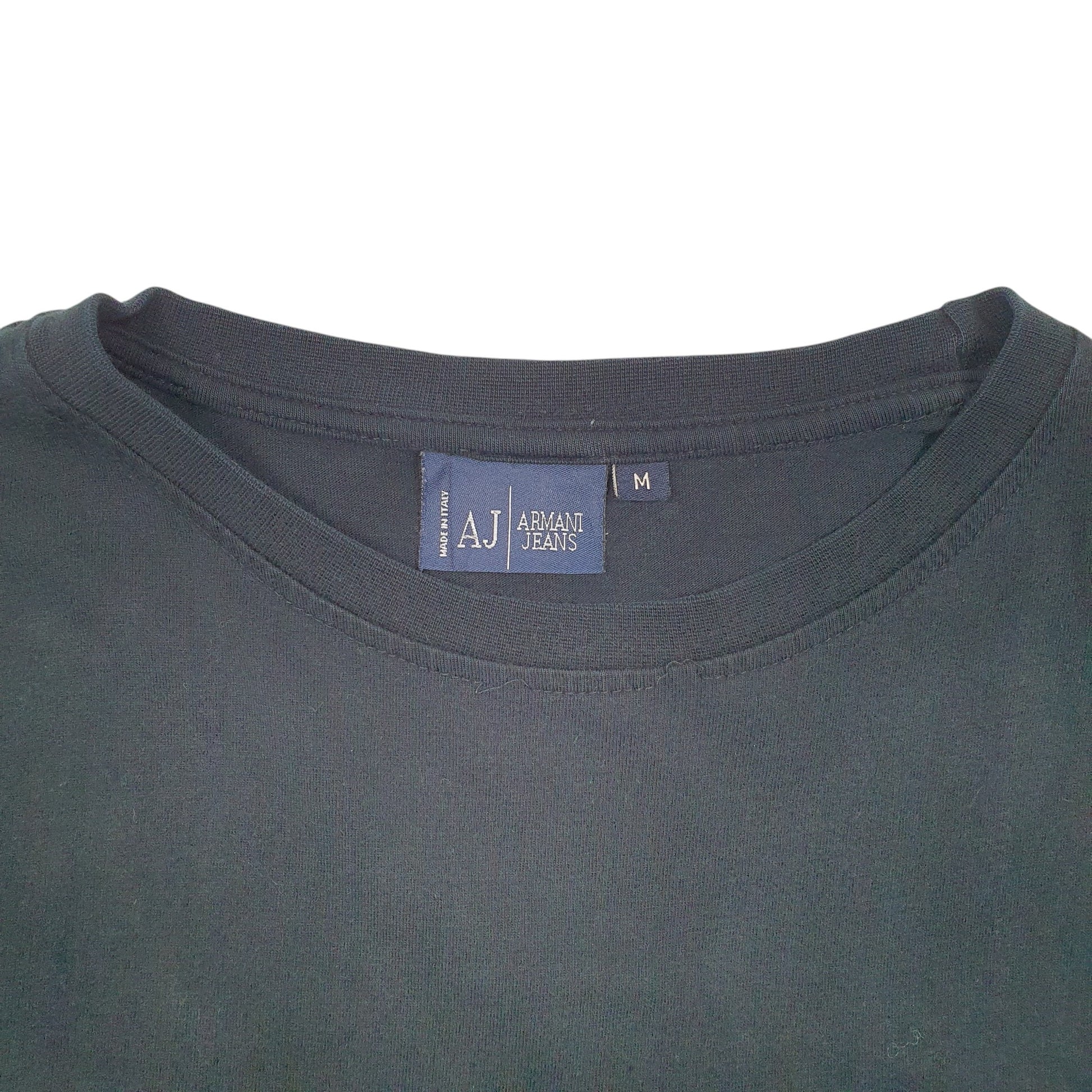 Mens Black Armani Jeans AJ Applique Short Sleeve T Shirt