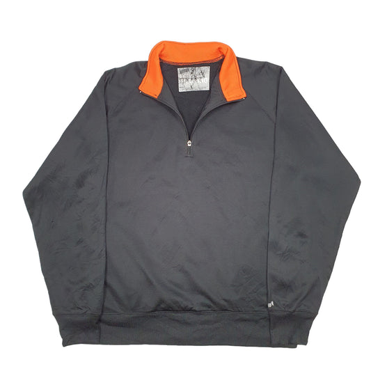 Mens Black Soffe Active Workout Gym Running Track Quarter Zip Jumper