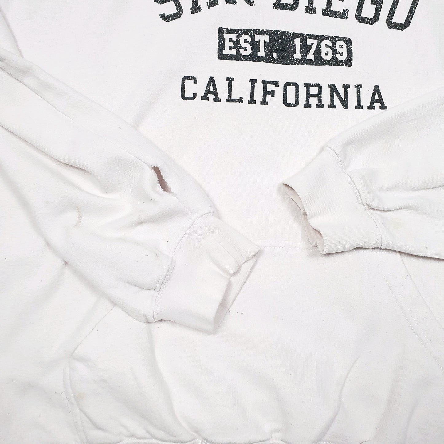 Womens White Freeway Exchange San Diego California Spellout USA Hoodie Jumper