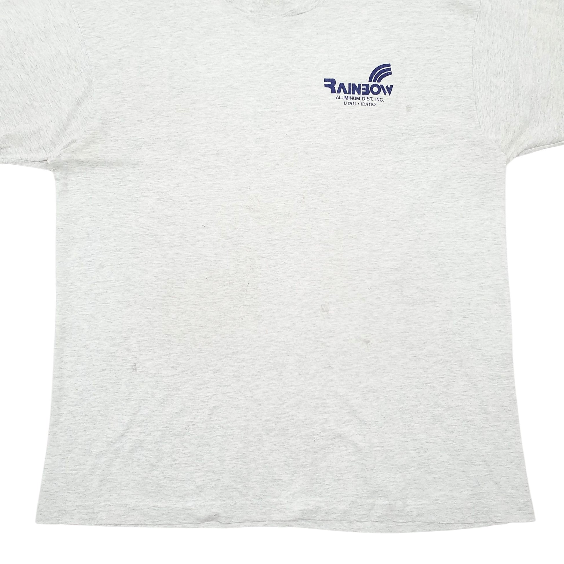 Mens Grey Fruit Of The Loom Single Stitch Vintage 90s Short Sleeve T Shirt