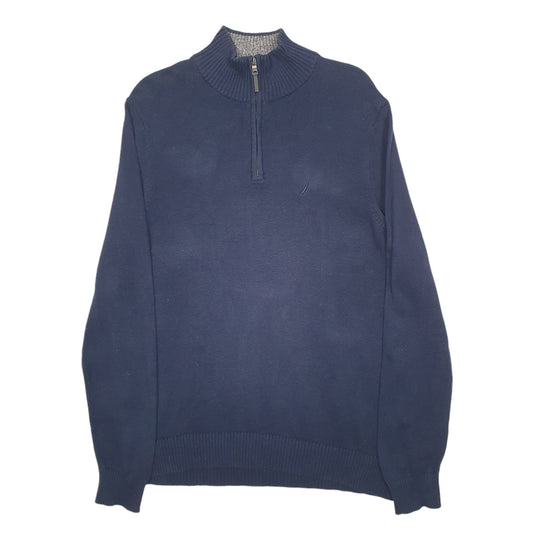 Mens Navy Nautica Knit Quarter Zip Jumper