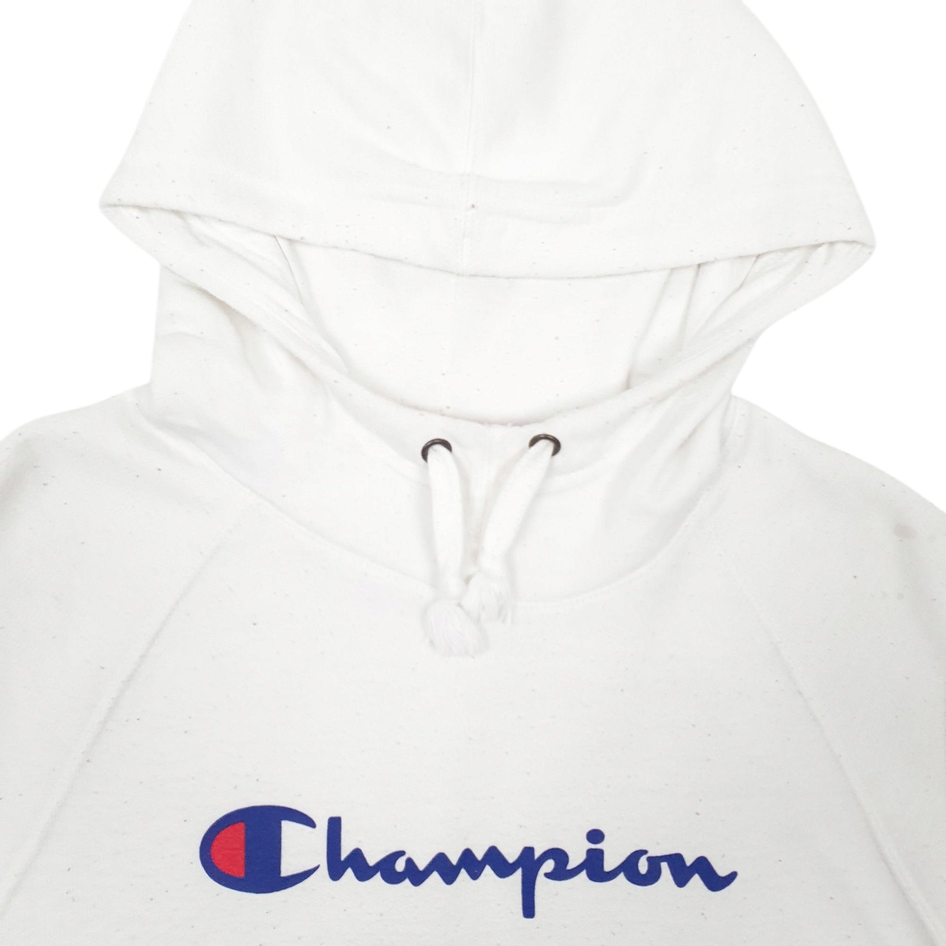 Mens White Champion Spellout Hoodie Jumper
