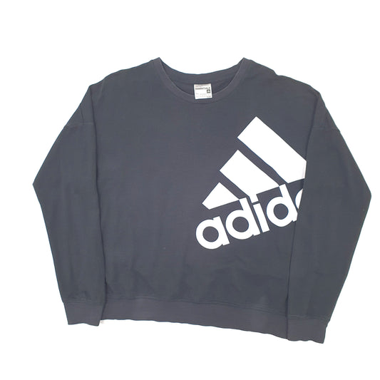 Womens Black Adidas  Crewneck Jumper