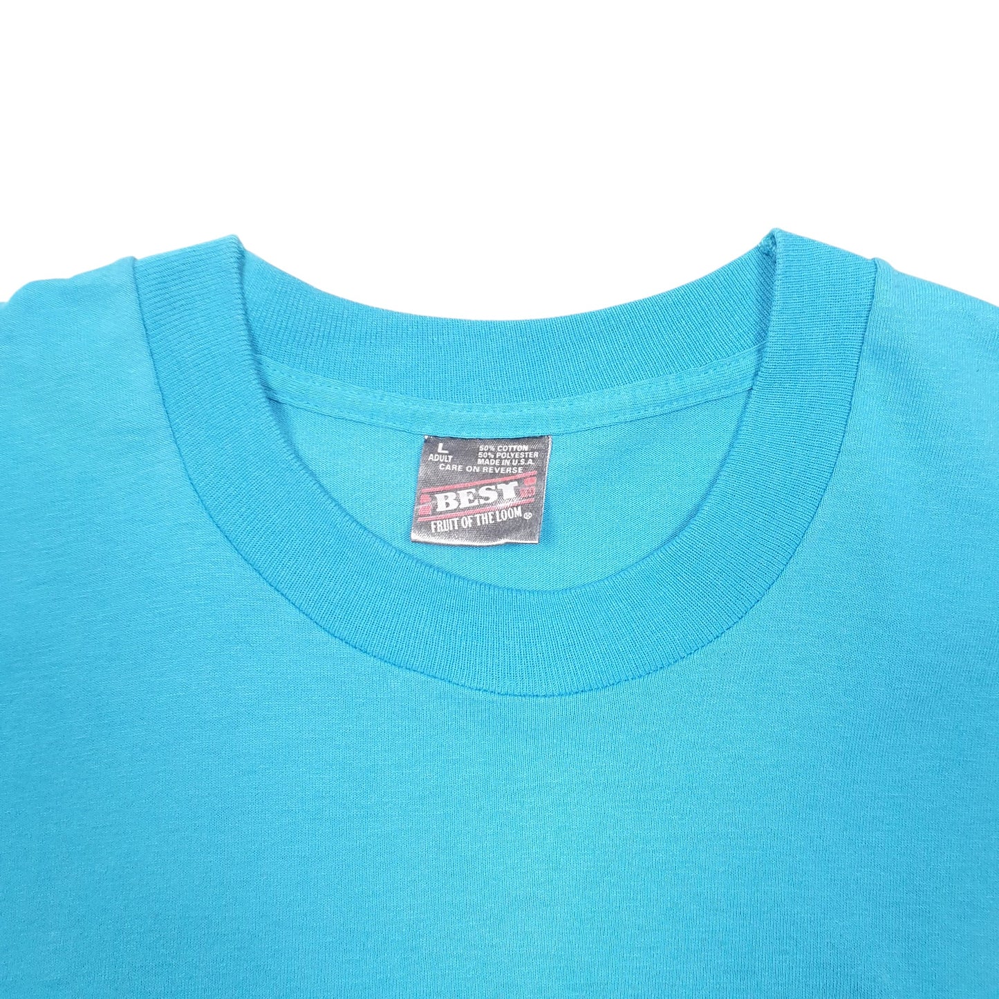 Mens Blue Fruit Of The Loom Single Stitch Vintage 90s Trinity Walk Made In USA Short Sleeve T Shirt