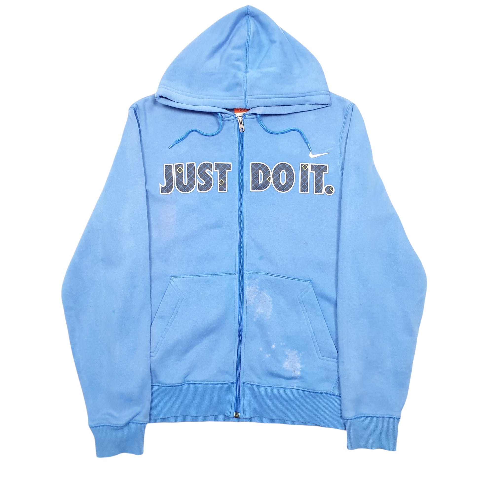 Mens Blue Nike Hoodie Just Do it Spellout Full Zip Jumper