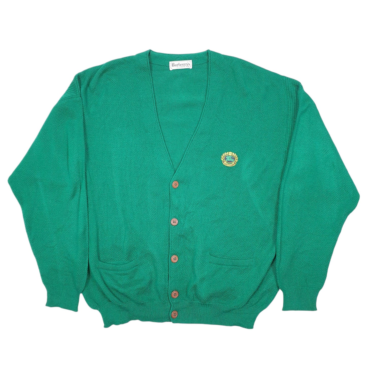 Mens Green Burberry Vintage Knit London Cardigan Jumper