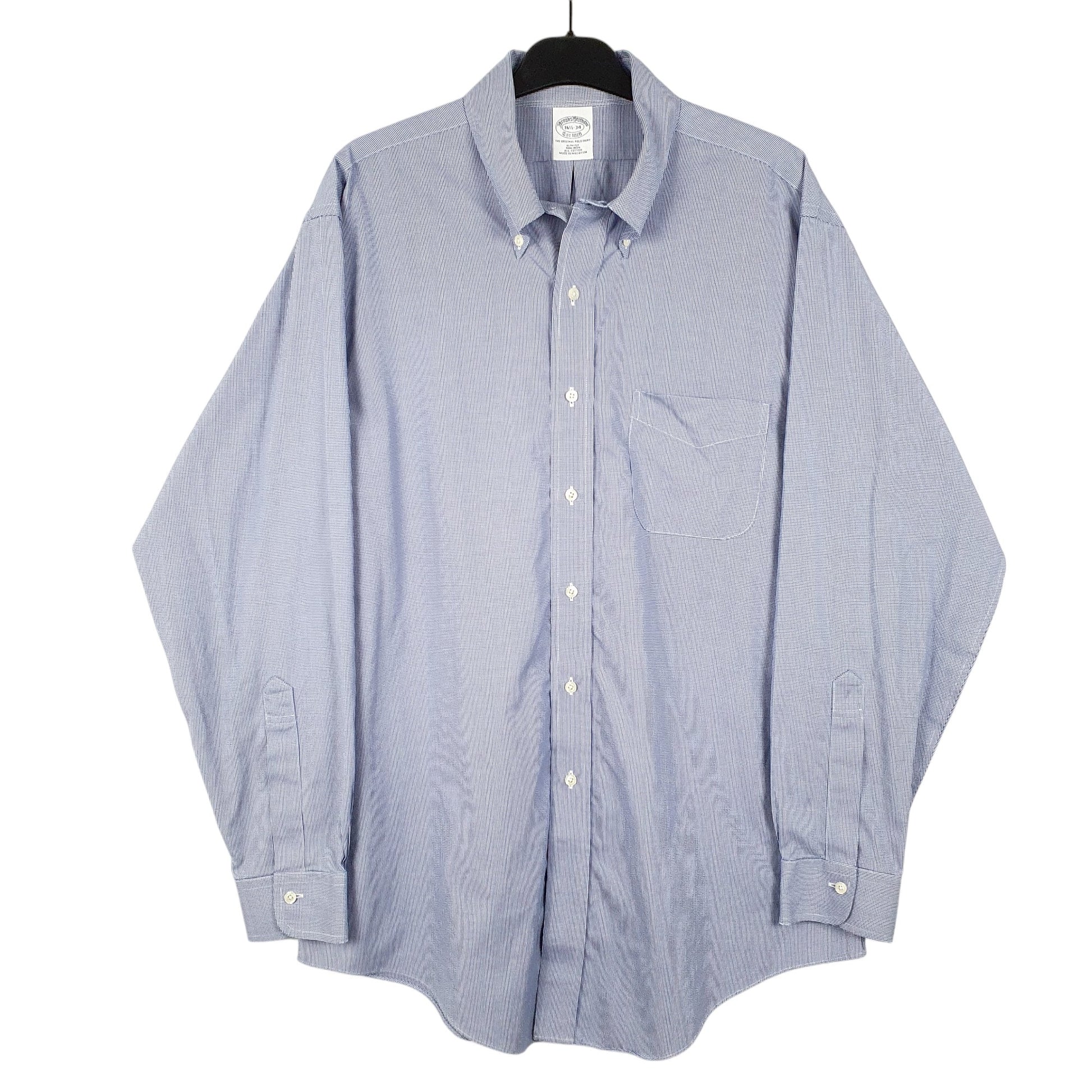 Mens Blue Brooks Brothers Houndstooth Long Sleeve Shirt