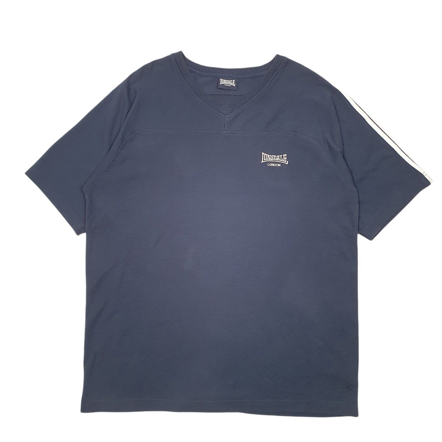 Mens Navy Lonsdale London V Neck Short Sleeve T Shirt