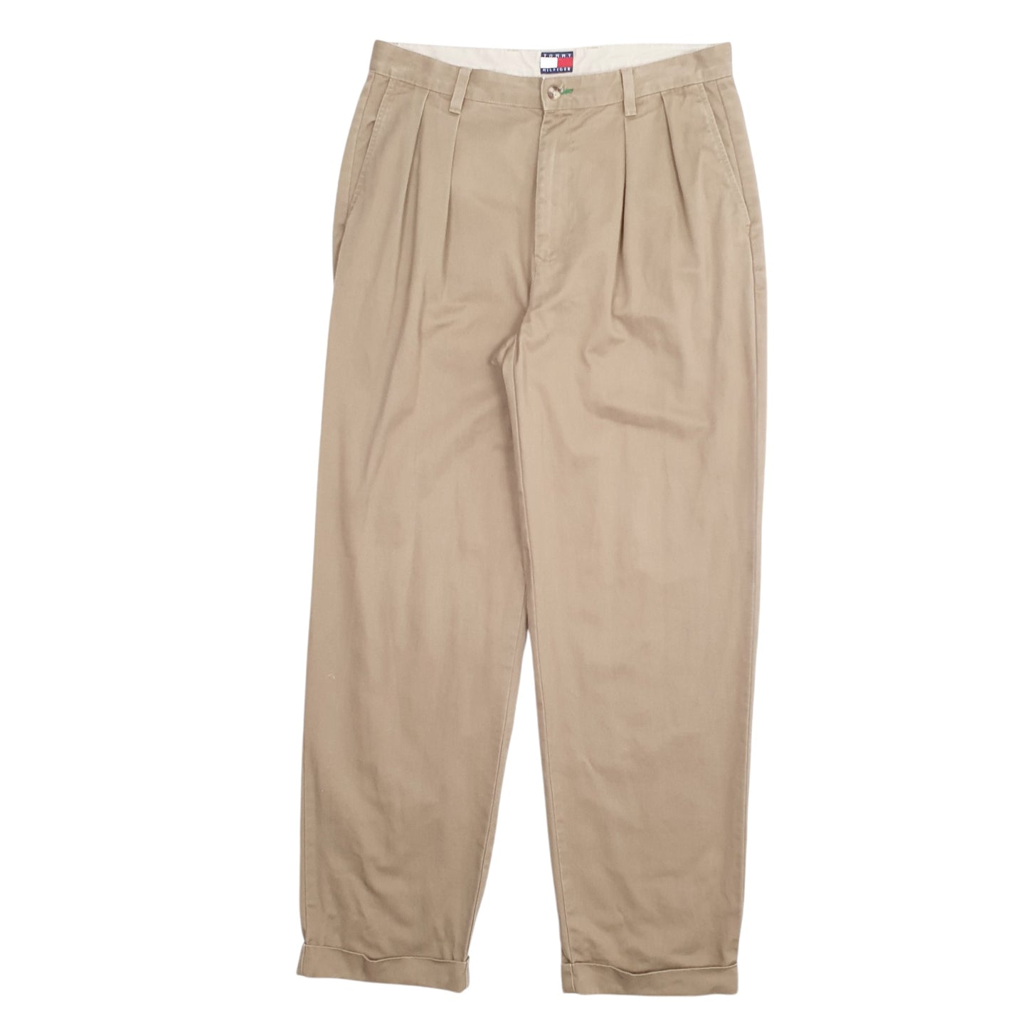 Mens Beige Tommy Hilfiger Double Pleated Chino Trousers