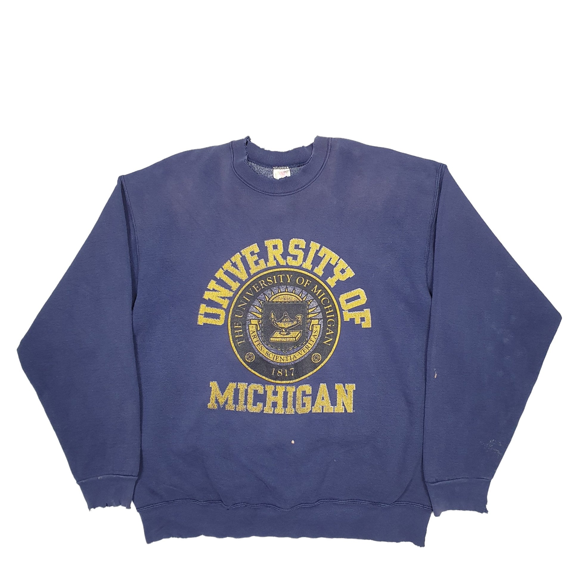 Mens Navy Fruit Of The Loom University of Michigan Vintage 90's Made In USA Crewneck Jumper