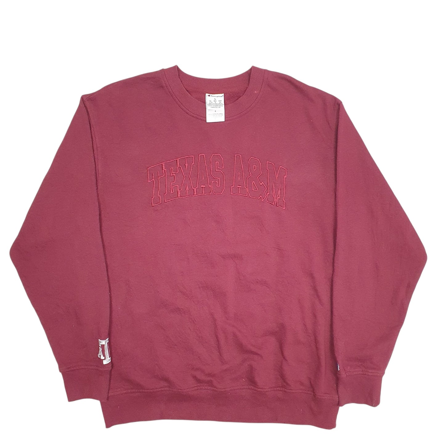 Mens Burgundy Champion Texas A&M Spellout Crewneck Jumper