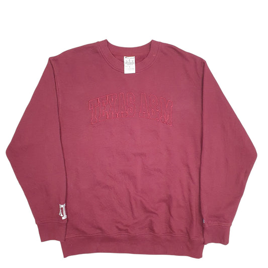 Mens Burgundy Champion Texas A&M Spellout Crewneck Jumper